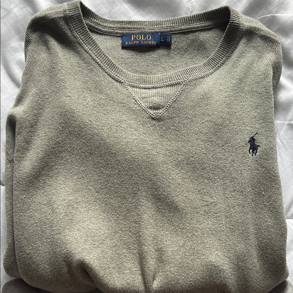 Polo by Ralph Lauren Men's Olive V-Neck Sweater